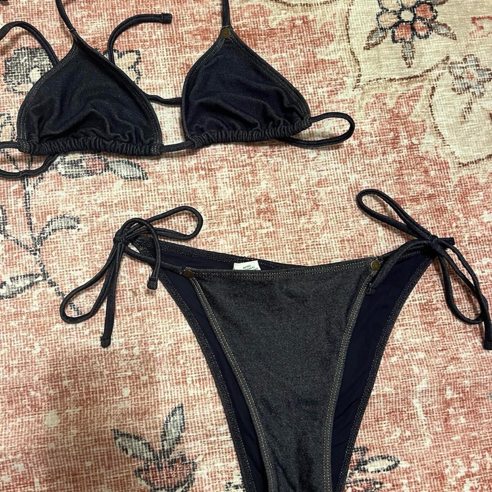 aerie Black Triangle Tie-Side Bikini Set
